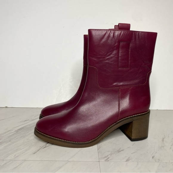 Free People Tabby Mulberry Leather Heeled Bootie 39 1/2 - Picture 13 of 13